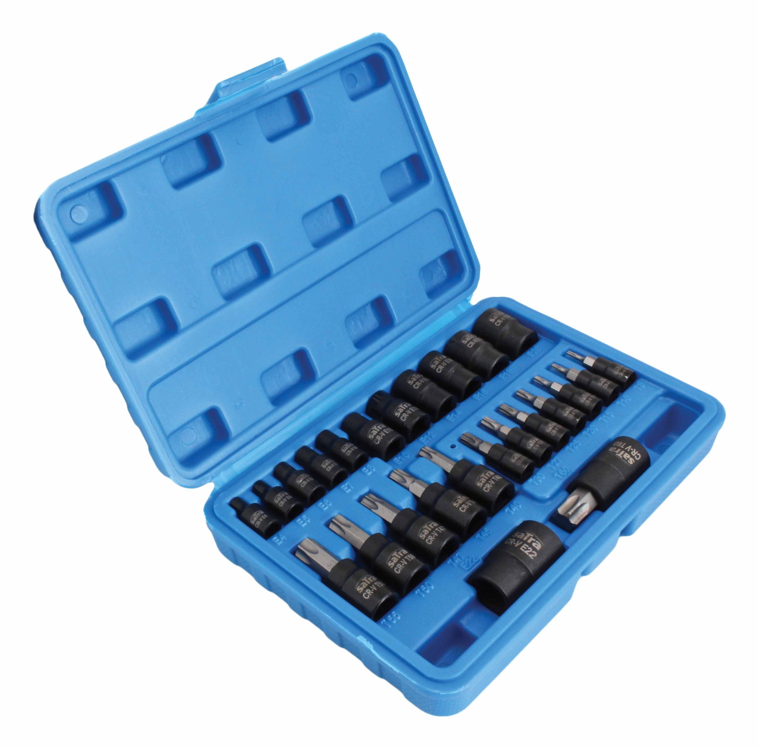 SET CHEI BITI TORX T8-T60 TUBULARE PROFIL E E4-E20 1/4 3/8 1/2 25 PIESE