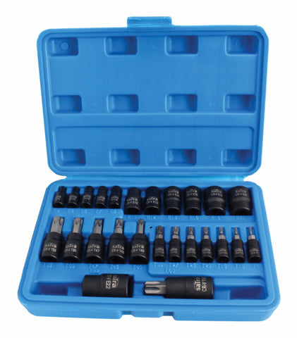SET CHEI BITI TORX T8-T60 TUBULARE PROFIL E E4-E20 1/4 3/8 1/2 25 PIESE