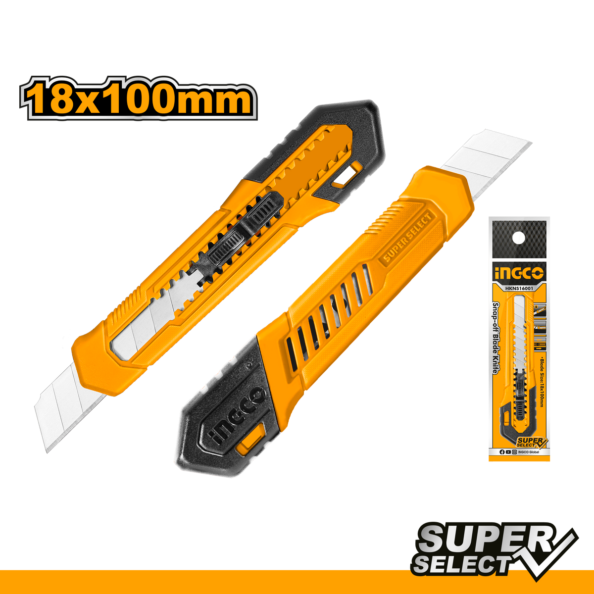 CUTTER DIN PLASTIC SUPER SELECT 18 X 100 MM INGCO