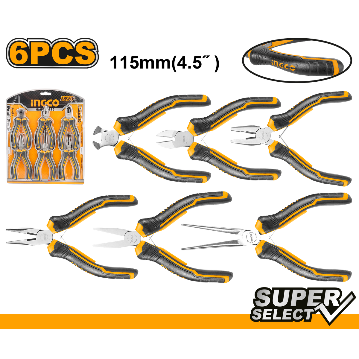 SET 6 MINI CLESTI TIP PATENT CR-V 115MM INGCO