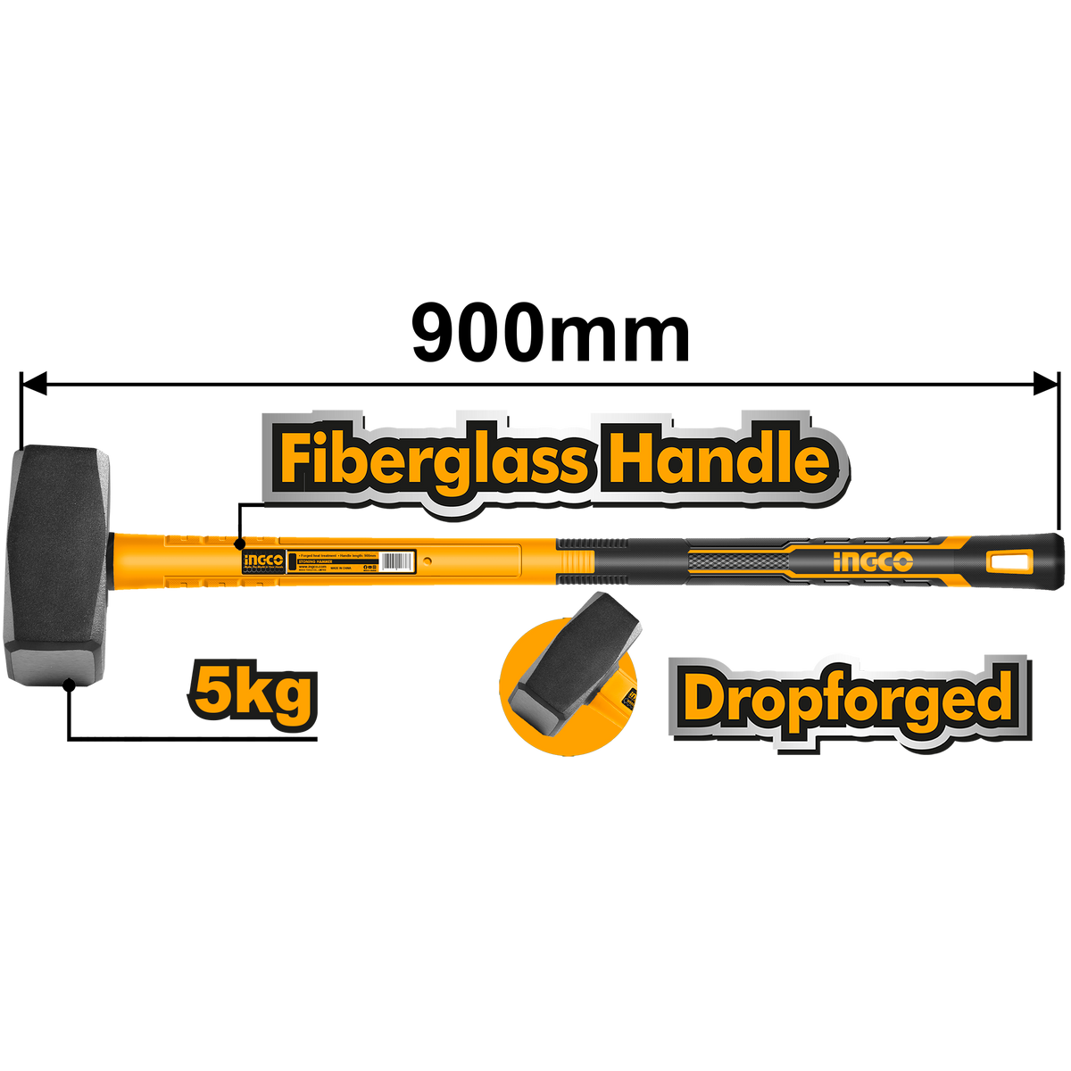 CIOCAN DEMOLATOR 5KG 900MM CU MANER DIN FIBRA INGCO