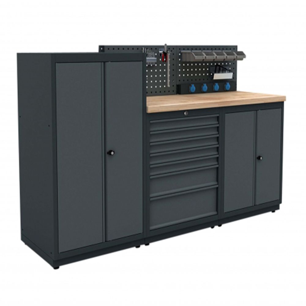 BANC DE LUCRU - SET MOBILIER METALIC MODULAR PENTRU ATELIER 1.88M MODEL B