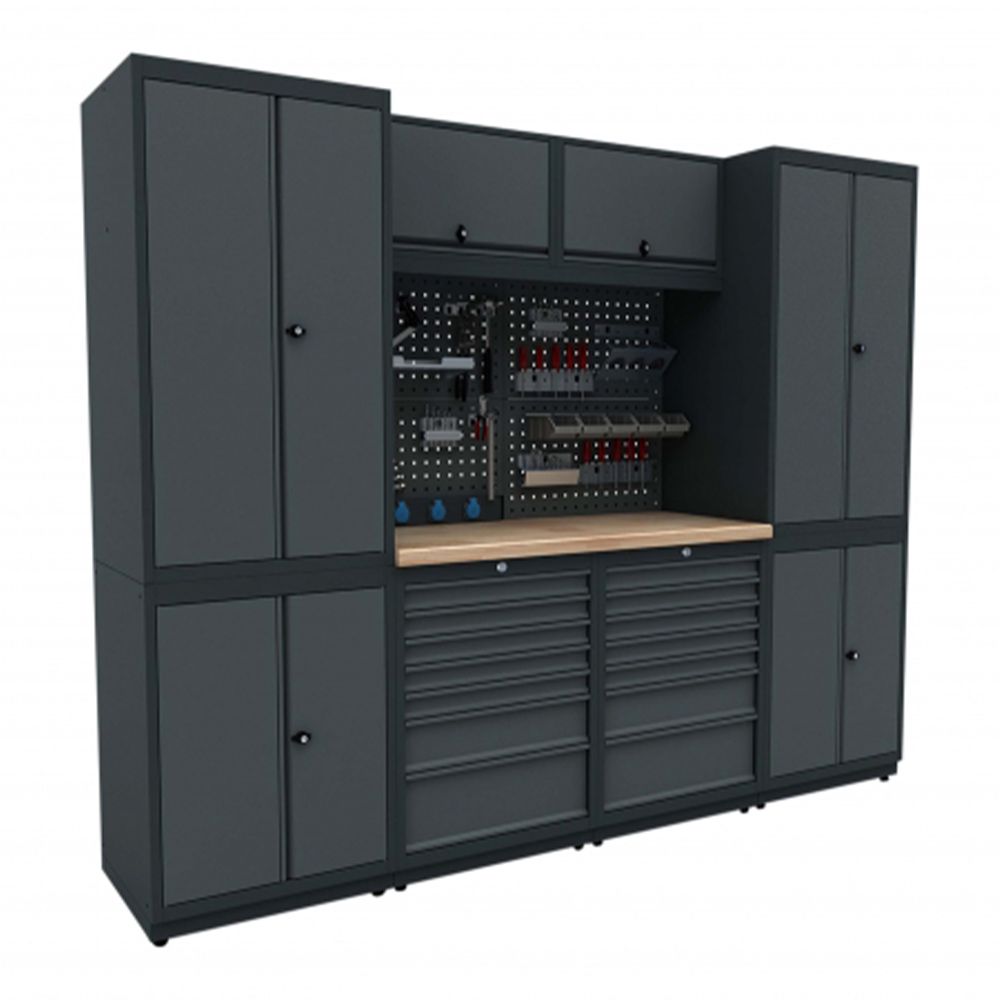 BANC DE LUCRU - SET MOBILIER METALIC MODULAR PENTRU ATELIER 2.48M MODEL C