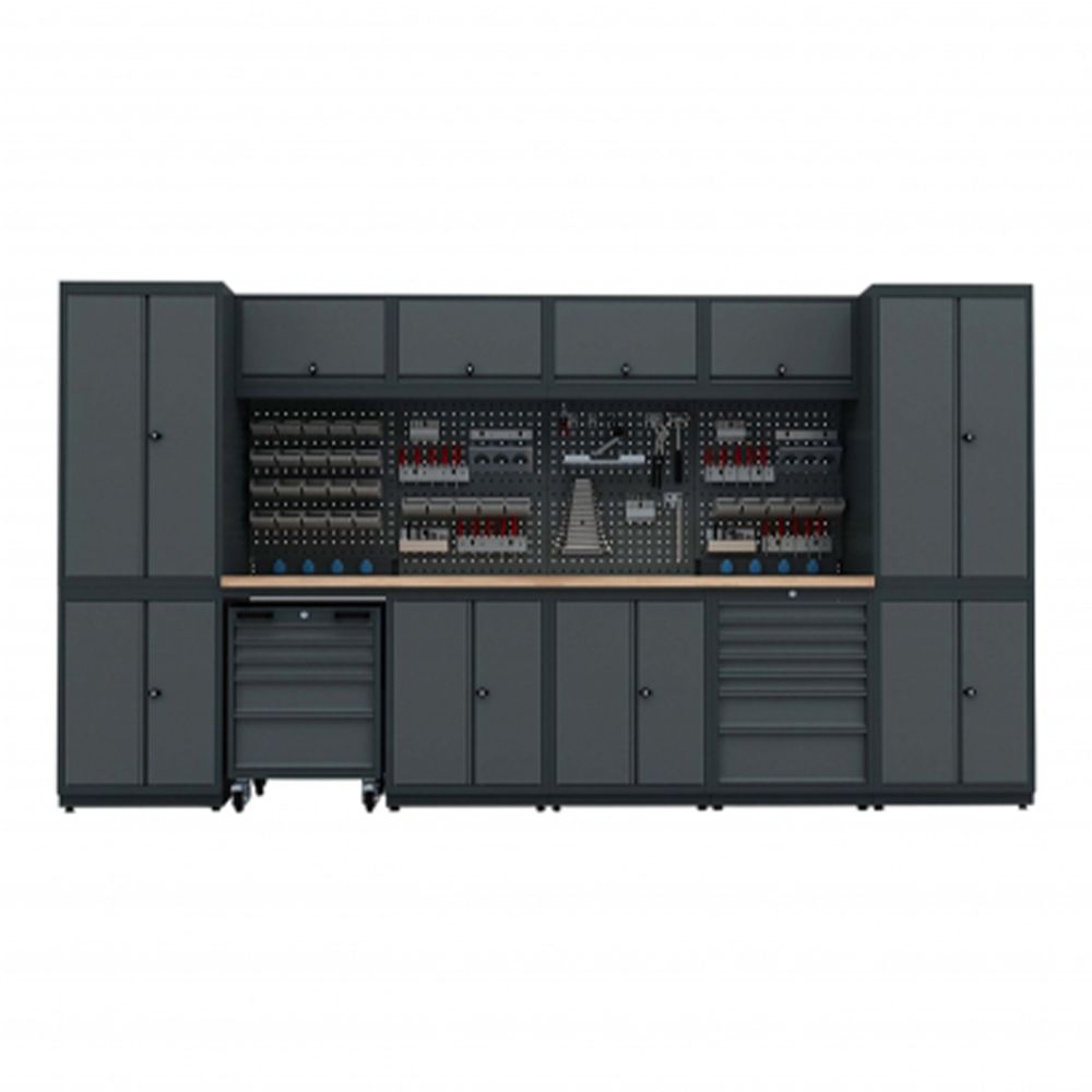 BANC DE LUCRU - SET MOBILIER METALIC MODULAR PENTRU ATELIER 3.72M MODEL G