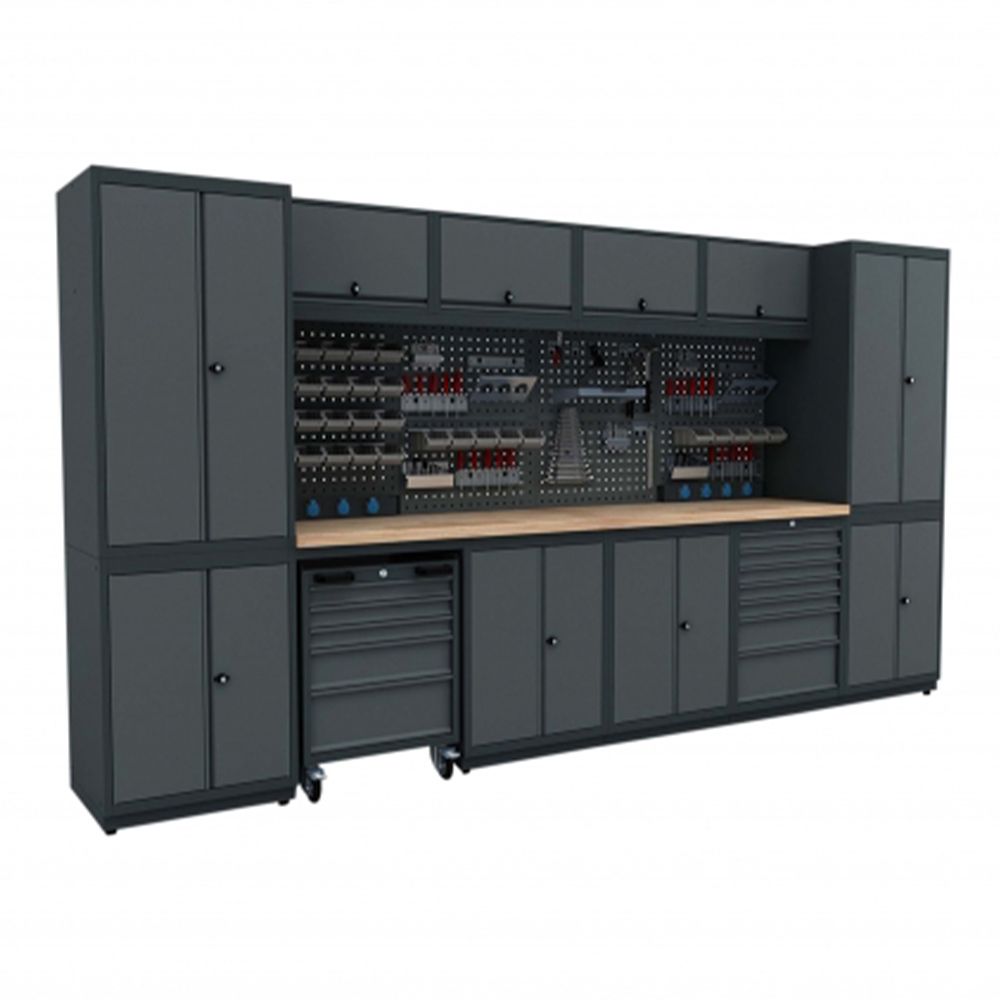 BANC DE LUCRU - SET MOBILIER METALIC MODULAR PENTRU ATELIER 3.72M MODEL G