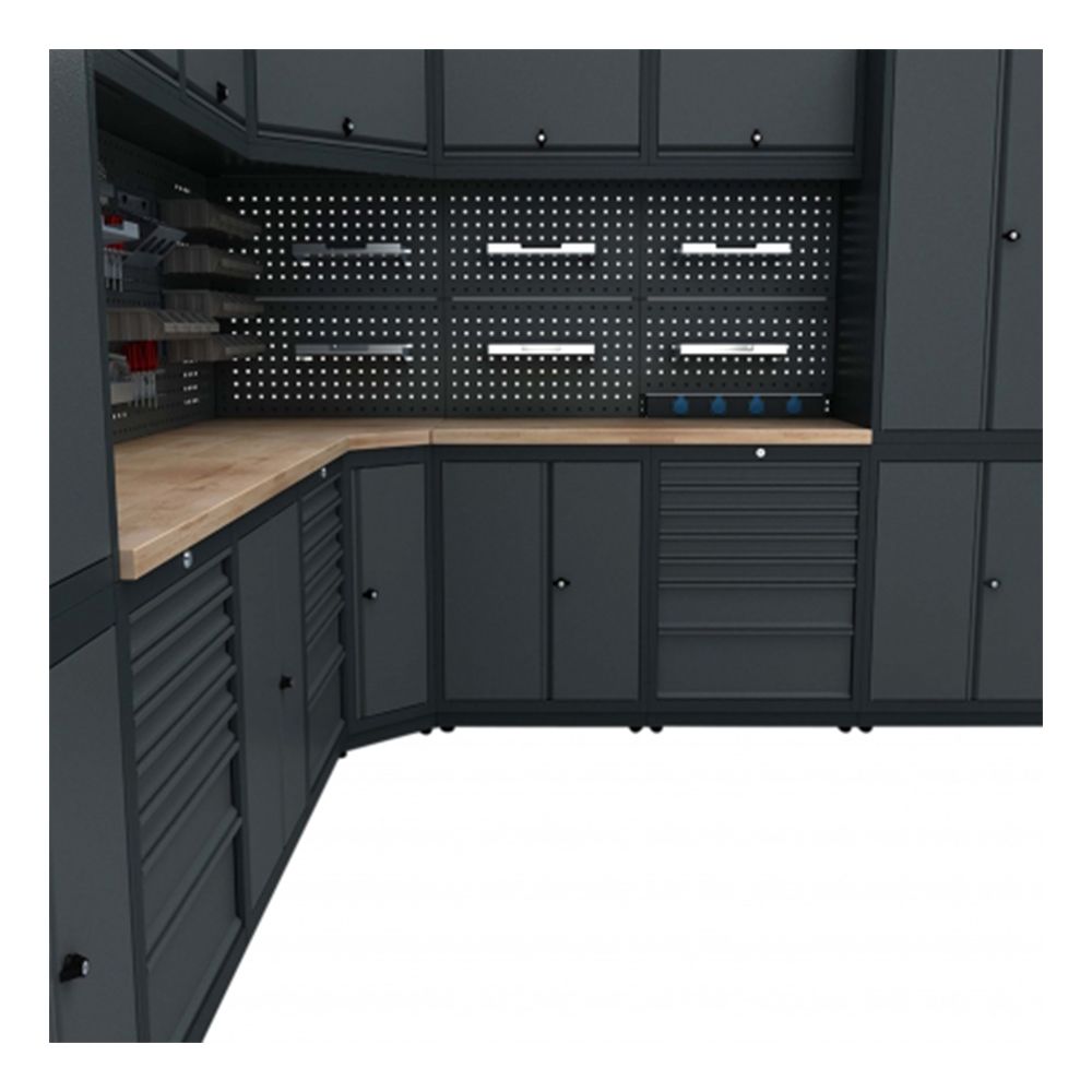 BANC DE LUCRU - SET MOBILIER METALIC MODULAR DE COLT PENTRU ATELIER MODEL J