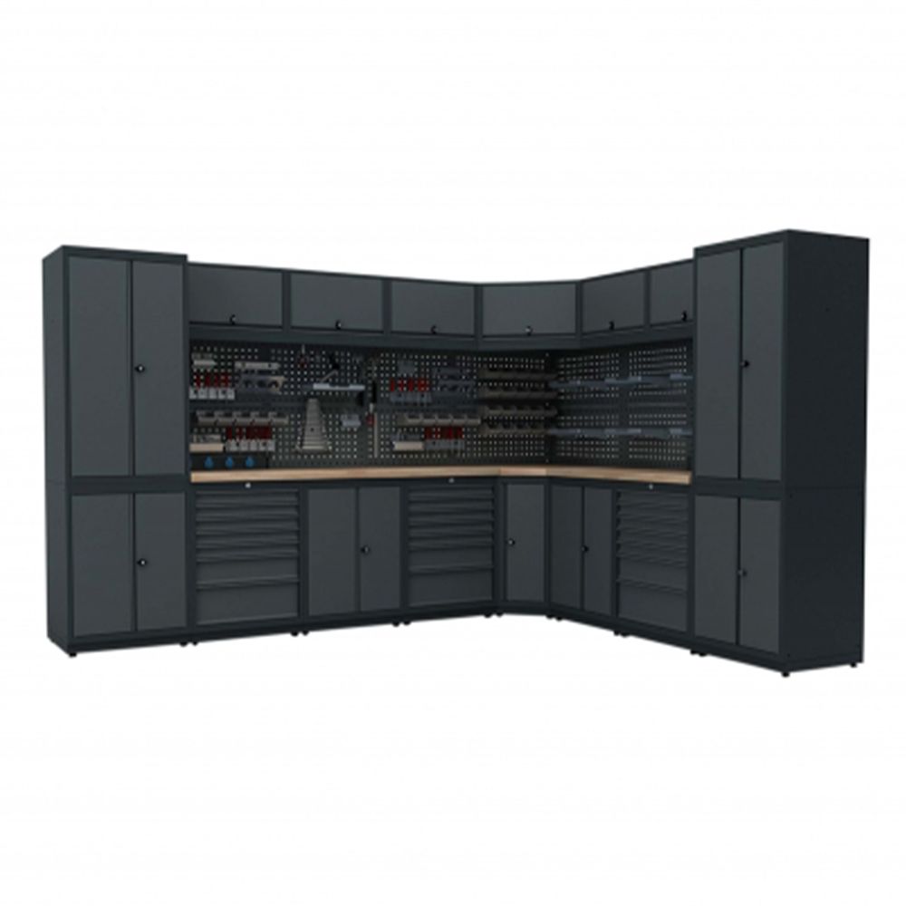 BANC DE LUCRU - SET MOBILIER METALIC MODULAR DE COLT PENTRU ATELIER MODEL J