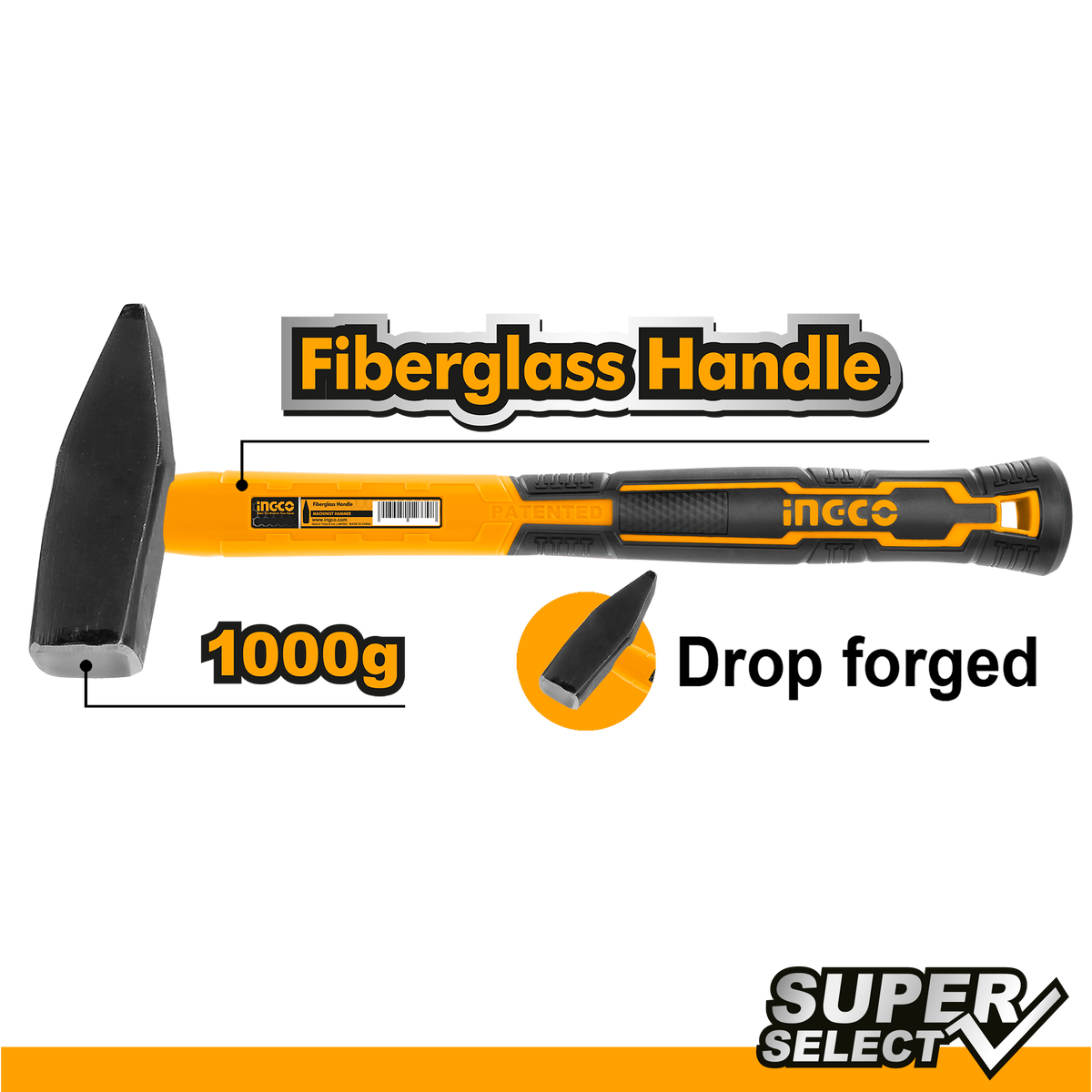Ciocan cu maner din fibra 1500g INGCO