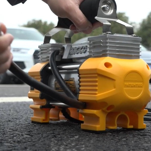 COMPRESOR ELECTRIC AUTO PORTABIL CU 2 CILINDRII CU ALIMENTARE 12V INGCO