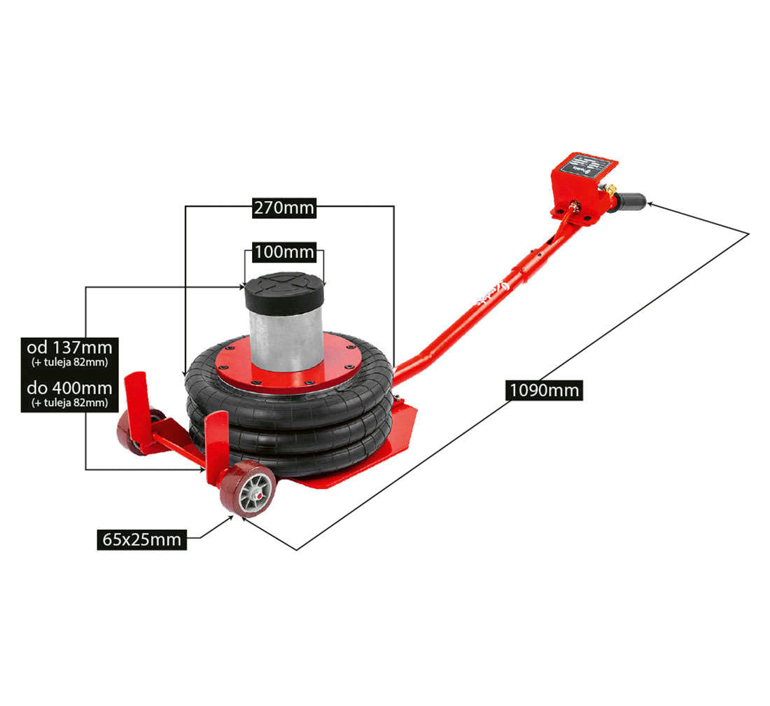 Cric pneumatic cu perna de aer 3.5T cu adaptor inaltator 14-48 cm REDATS POLONIA