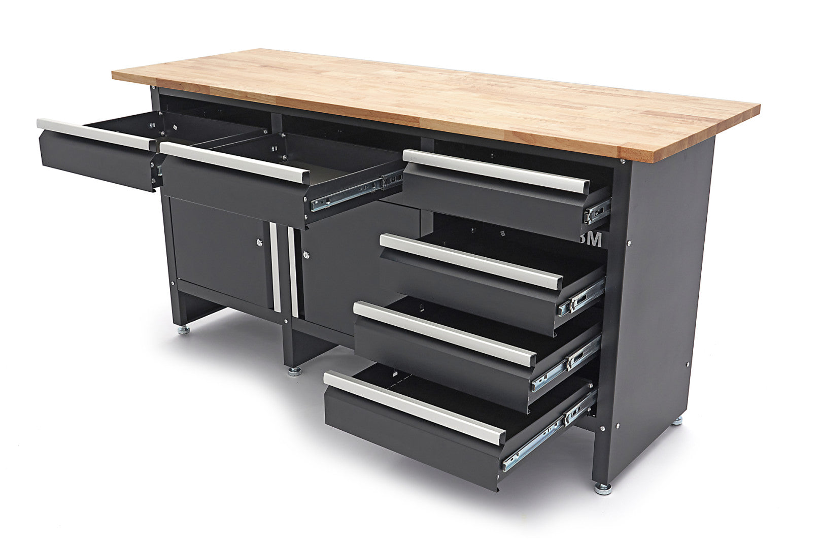 Dulap de scule profesional cu banc de lucru blat lemn masiv 171cm 2 usi si 6 sertare HBM MACHINES OLANDA