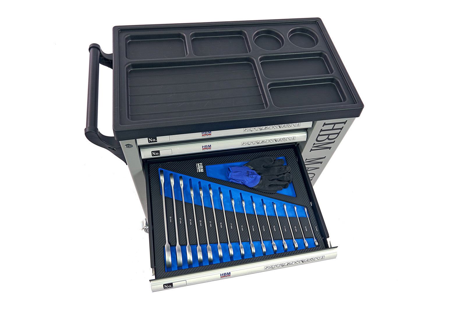 Dulap scule profesional HBM cu 7 sertare, 262 piese, 7 module carbon – premium, OLANDA