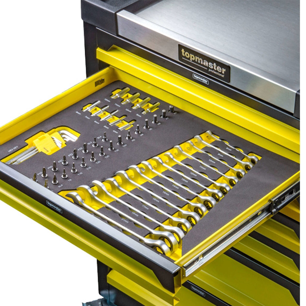Dulap scule TOPMASTER cu 7 sertare, 182 piese, 4 module