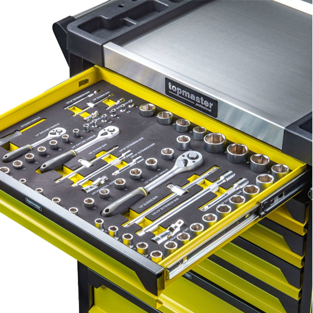 Dulap scule TOPMASTER cu 7 sertare, 182 piese, 4 module