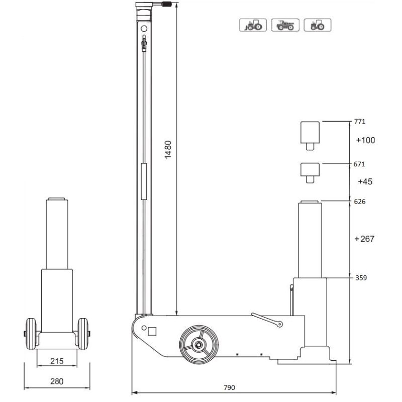 CRIC HIDRO-PNEUMATIC 30T EXTRA INALT MAMMUTH