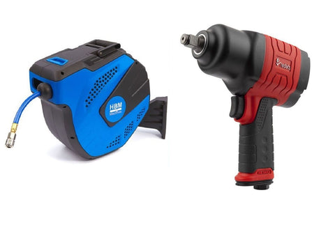 PACHET TAMBUR FURTUN AER 30M HBM + PISTOL PNEUMATIC 1/2 1500 NM