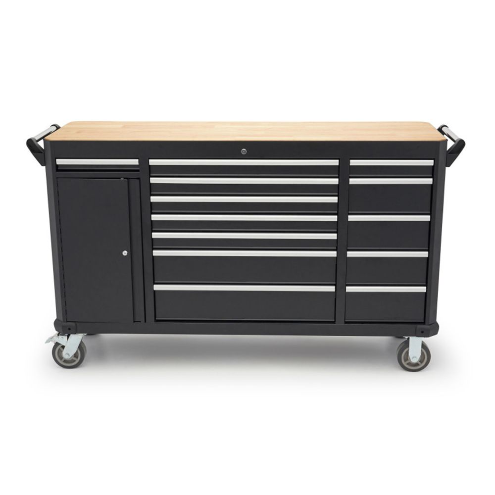 BANC DE LUCRU TIP CARUCIOR CU 13 SERTARE SI BLAT DE LEMN 168 CM HBM