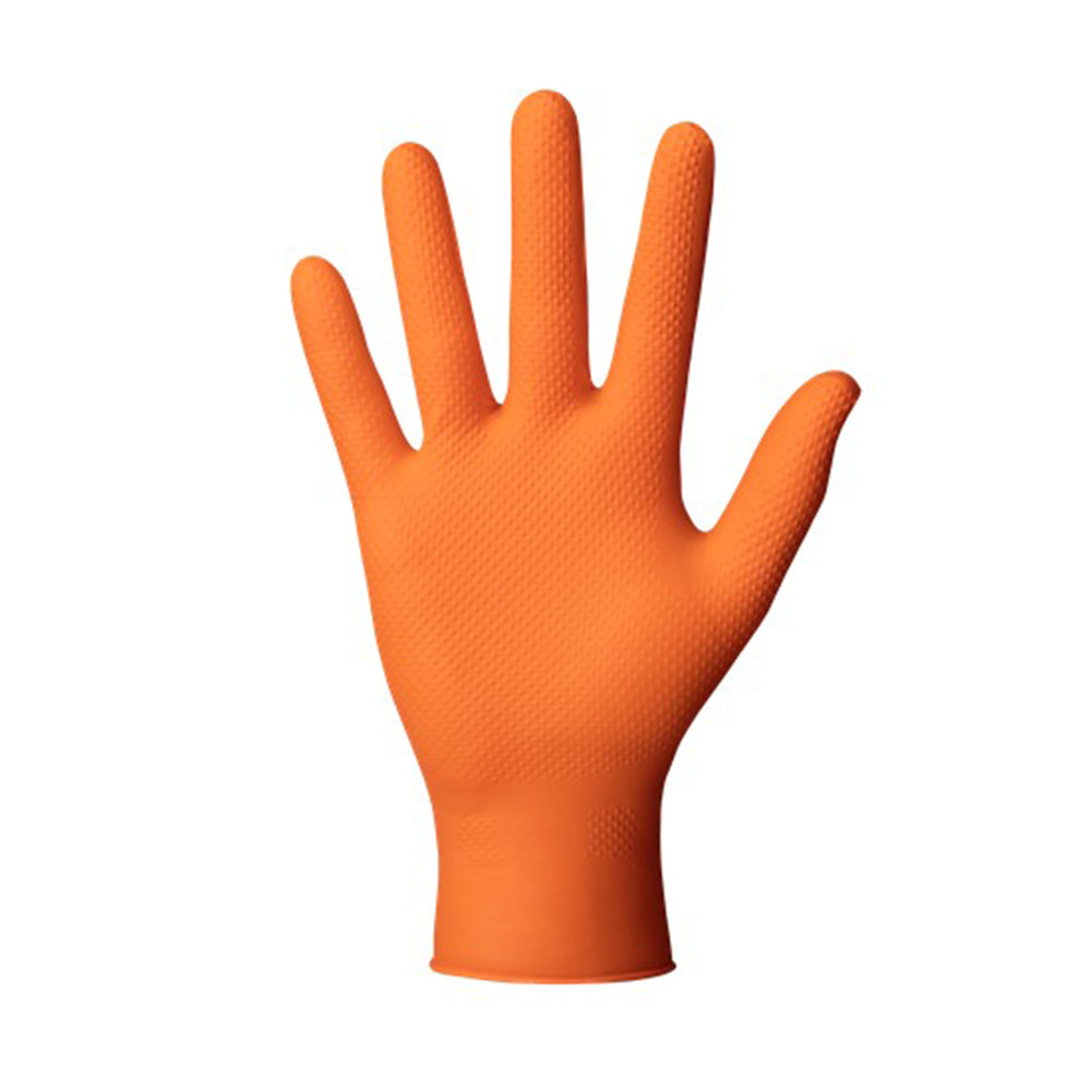 Manusi nitril premium MERCATOR gogrip portocaliu pentru mecanici, marimea l 50buc