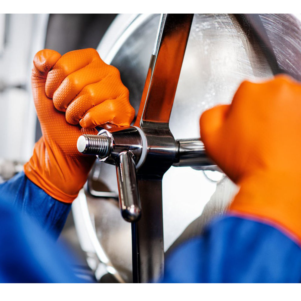 Manusi nitril premium MERCATOR gogrip portocaliu pentru mecanici, marimea l 50buc