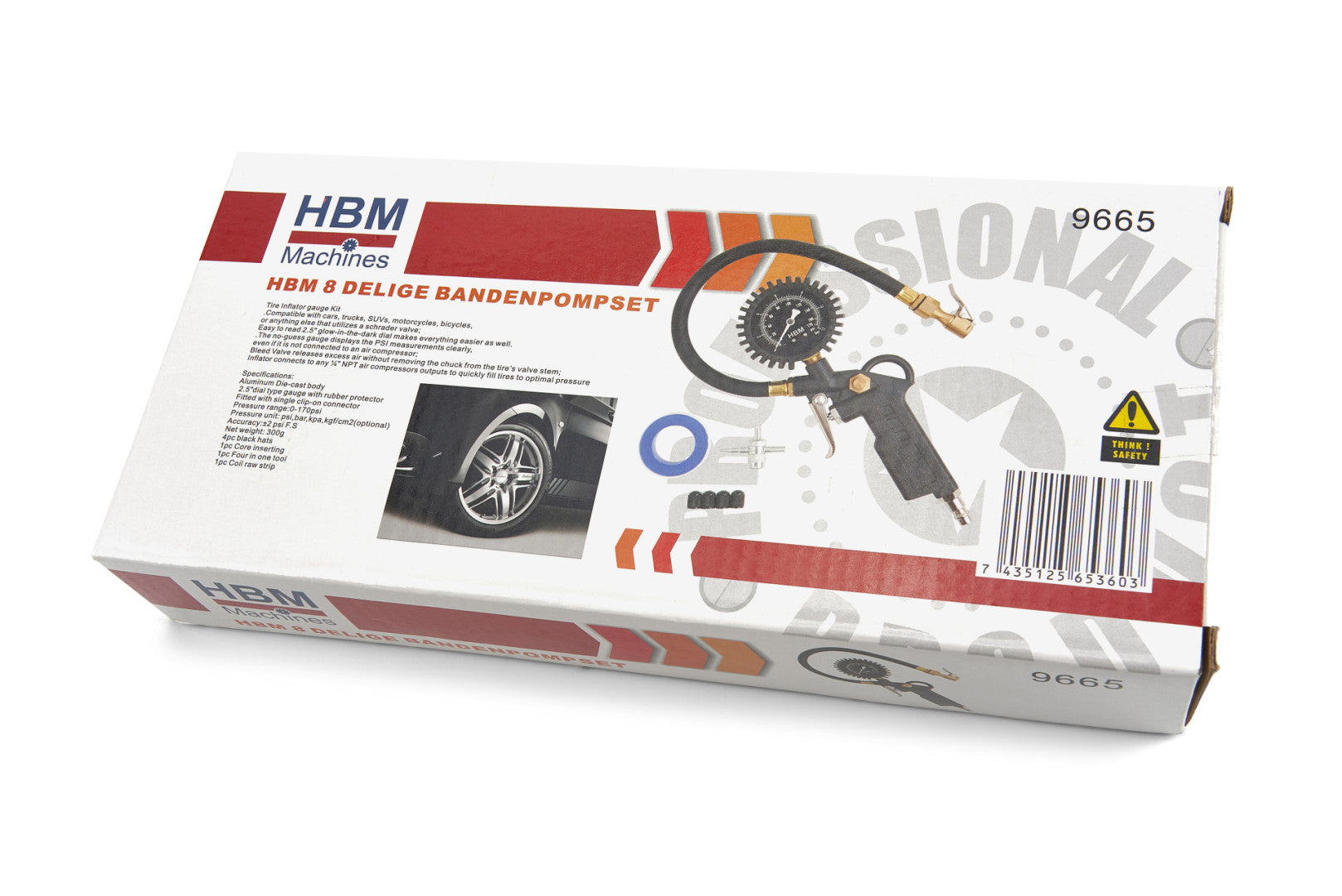 Pistol de umflat roti anvelope 8 piese HBM MACHINES OLANDA