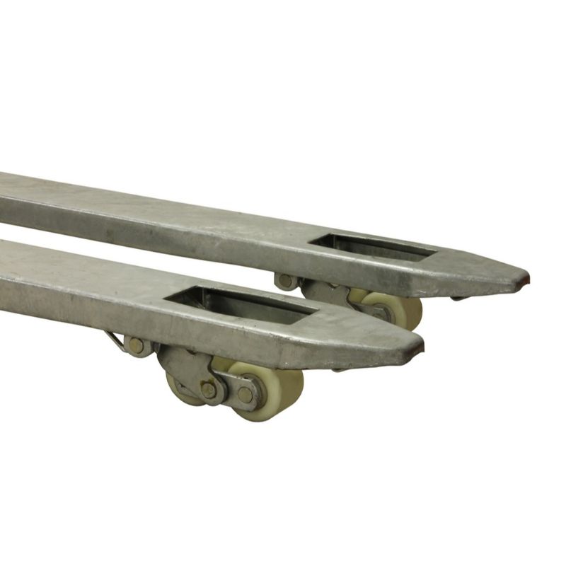 TRANSPALET MANUAL CU ROTI FRONTALE DUBLE, GALVANIZATE 2500KG