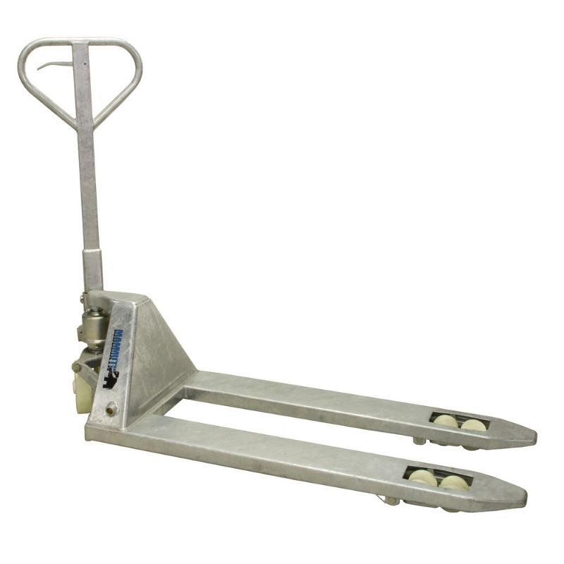 TRANSPALET MANUAL CU ROTI FRONTALE DUBLE, GALVANIZATE 2500KG