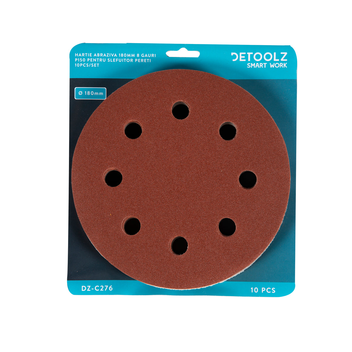 SET 10 BUC HARTIE ABRAZIVA GRANULATIE P150 8 GAURI DIAMETRU 180MM