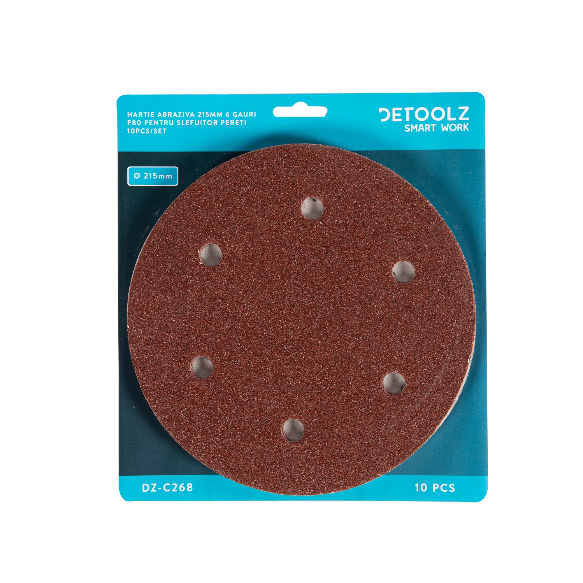 SET 10 BUC HARTIE ABRAZIVA GRANULATIE P80 6 GAURI DIAMETRU 215MM