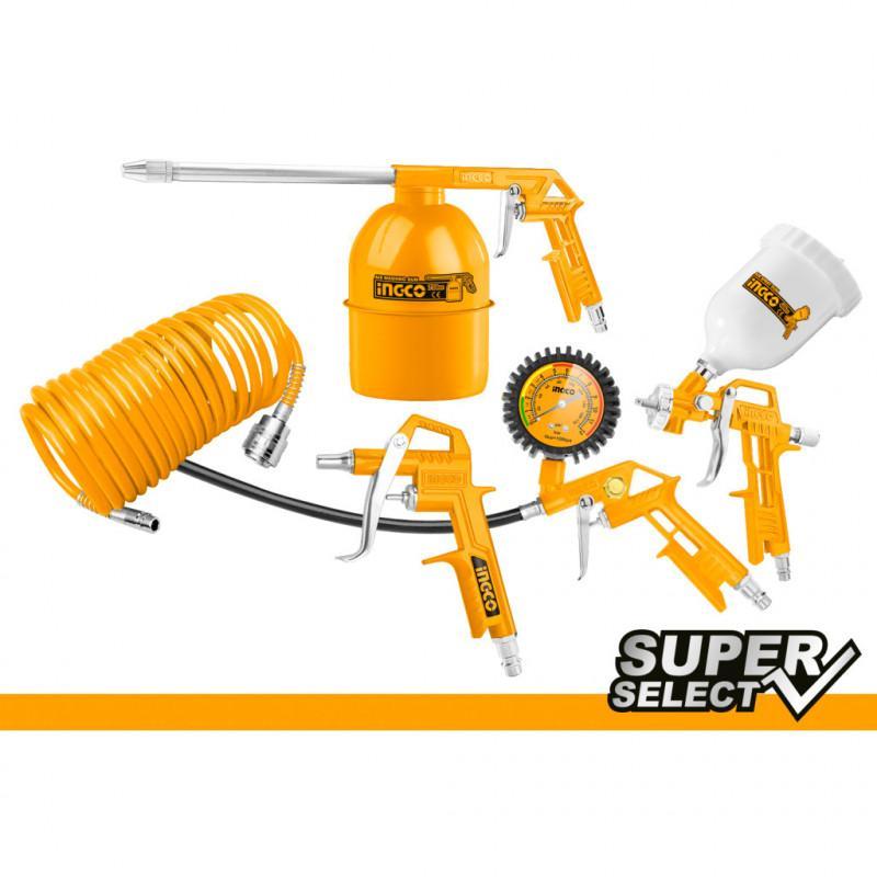 Set 5 accesorii compresor suflat vopsit gresat manometru roti INGCO