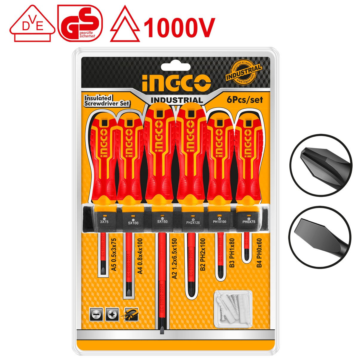 Set 6 surubelnite izolate pentru electricieni INGCO