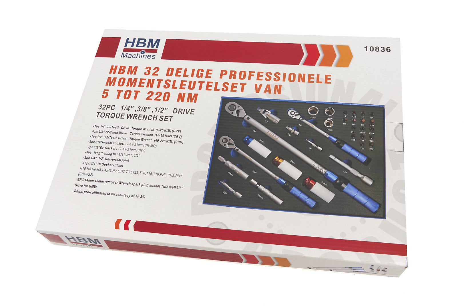 Set chei dinamometrice profesionale 5 - 220NM 32 piese HBM MACHINES OLANDA