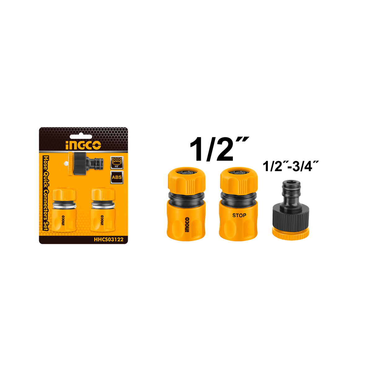 Set cupla rapida pentru furtun 1/2 3 piese INGCO