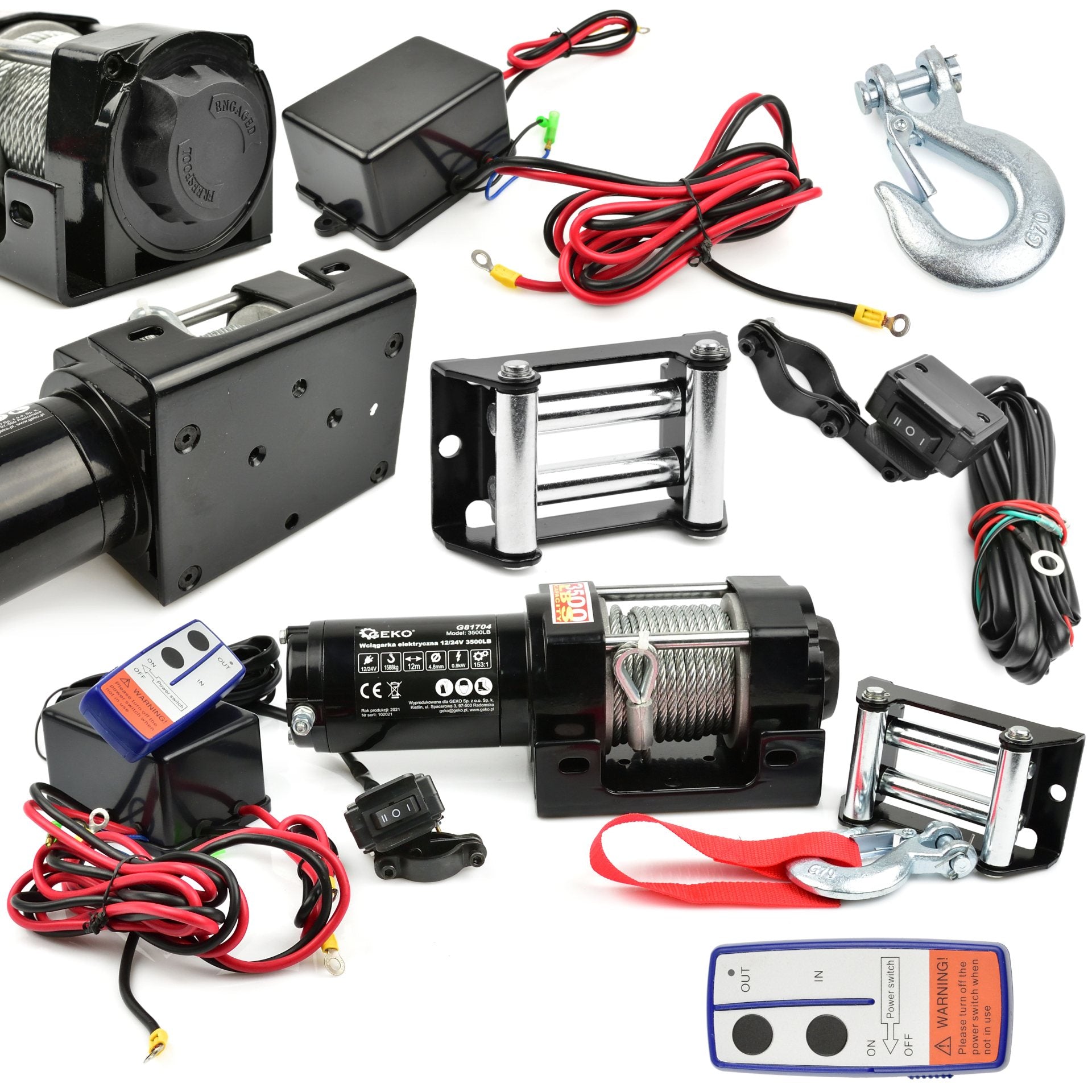 Troliu electric 12V cu telecomanda wireless - 3500lb / 1588kg