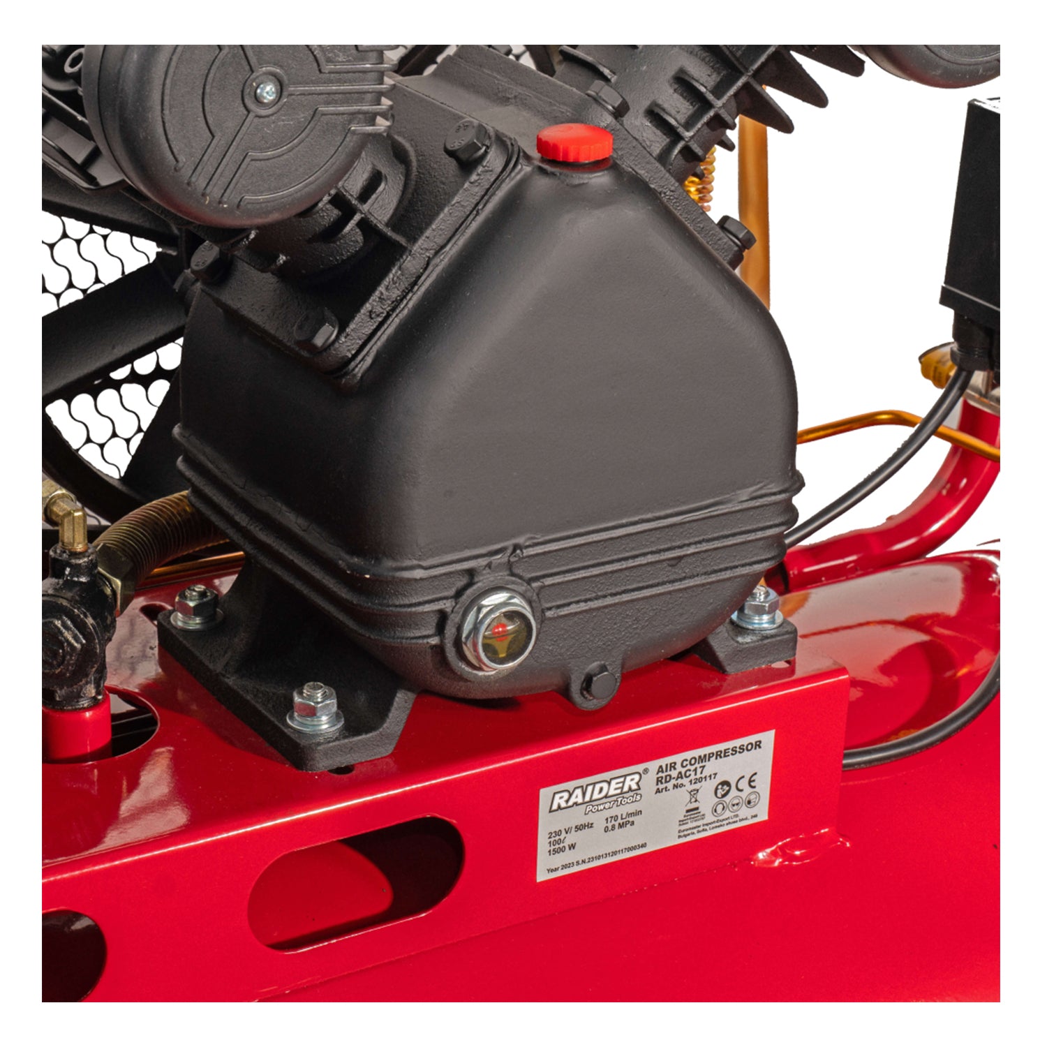 COMPRESOR AER 100L 2CP 1.5KW 170L/MIN 2 PISTOANE 8BAR 220V RAIDER