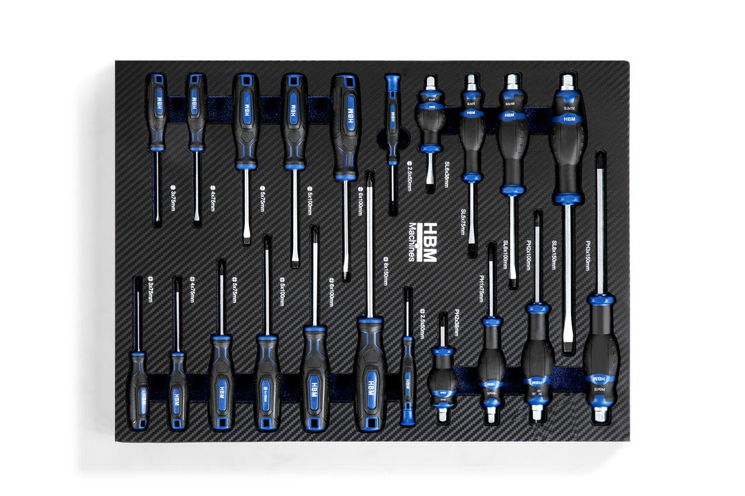 Dulap scule profesional HBM cu 7 sertare, 262 piese, 7 module carbon – premium, OLANDA