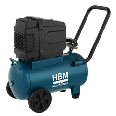 COMPRESOR HBM OLANDA 24L FARA ULEI, 8-10 BAR, 140 L/MIN, PORTABIL PE ROTI, SILENTIOS, INTRETINERE REDUSA