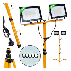 LAMPA LED DE LUCRU 2 X 100W 6500K CU STATIV TREPIED REGLABIL