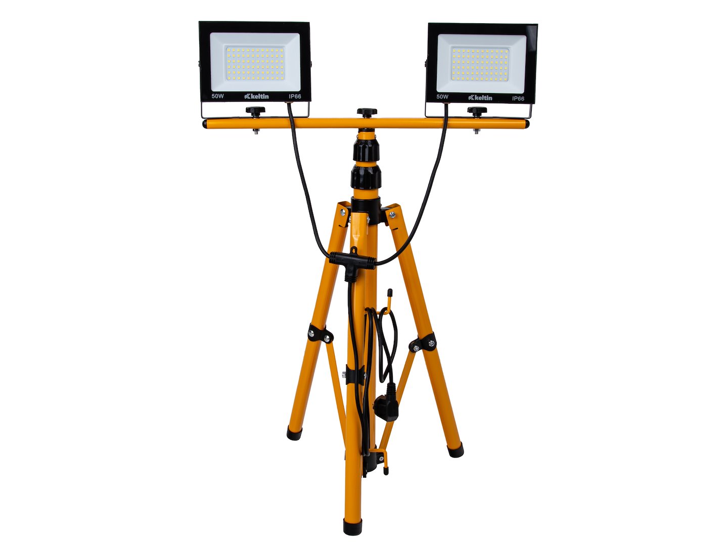 PROIECTOR, LAMPA DE LUCRU LED 2 X 50W CU STATIV REGLABIL 60-160 CM, ALB NEUTRU 4500K IP66 - KELTIN