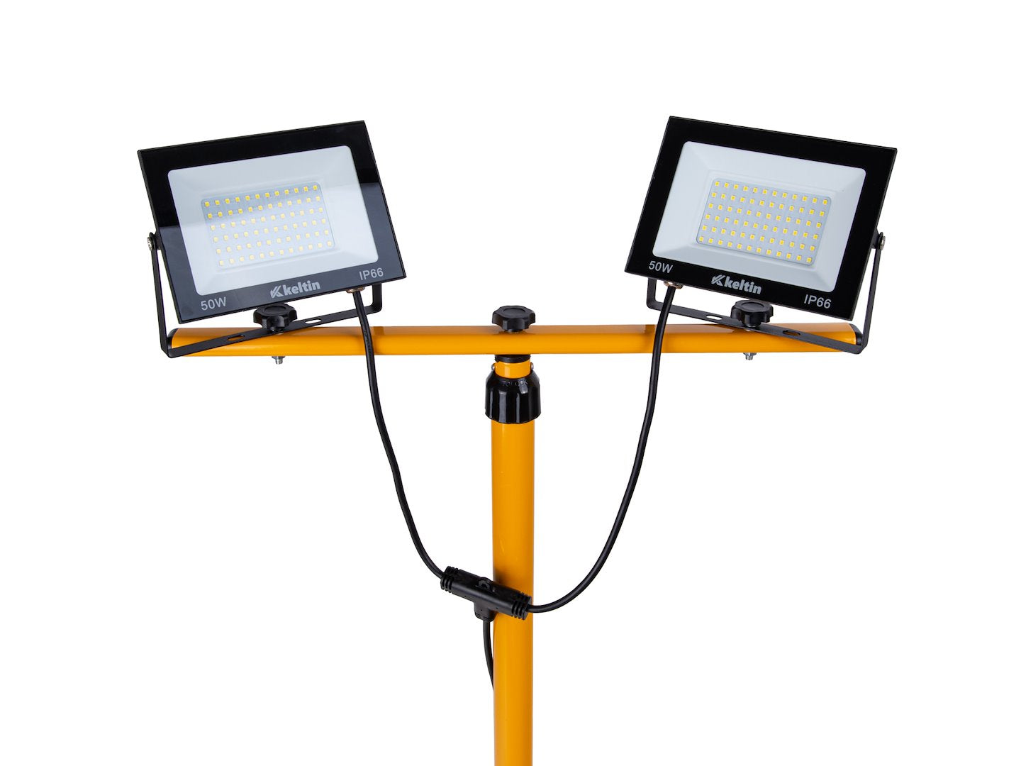 PROIECTOR, LAMPA DE LUCRU LED 2 X 50W CU STATIV REGLABIL 60-160 CM, ALB NEUTRU 4500K IP66 - KELTIN