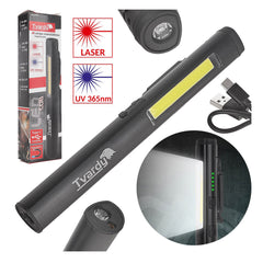 LAMPA LED COB CU LASER SI UV REINCARCABILA CU MAGNET 5W 800MAH 400 LUMENI