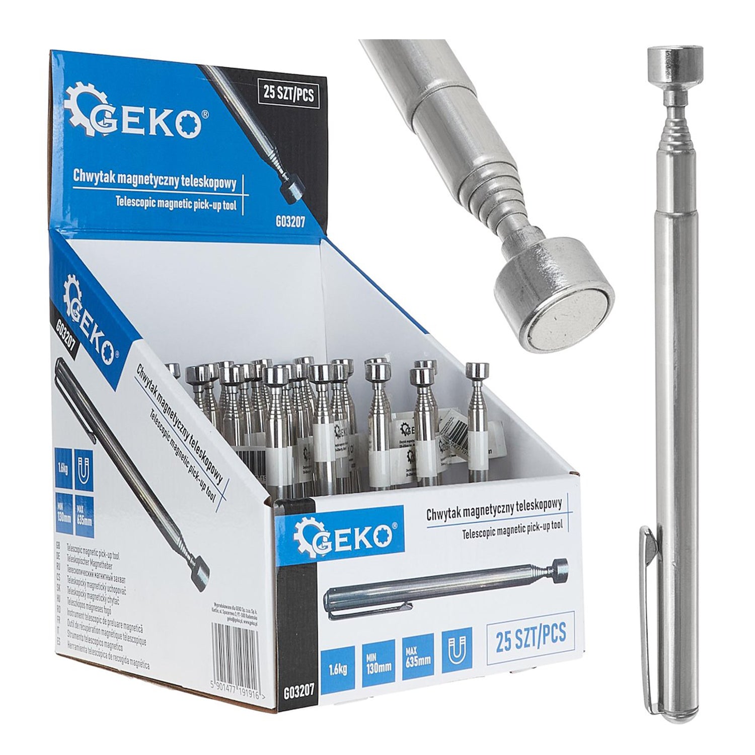 DISPOZITIV TELESCOPIC MAGNETIC PENTRU RECUPERAREA PIESELOR 130-635MM - GEKO