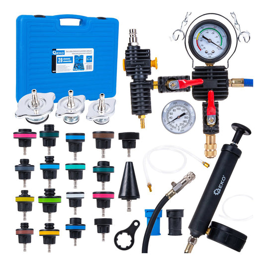 TESTER VERIFICARE SISTEM DE RACIRE AUTO, 28 PIESE - TEST PRESIUNE SI ETANSIETATE - GEKO