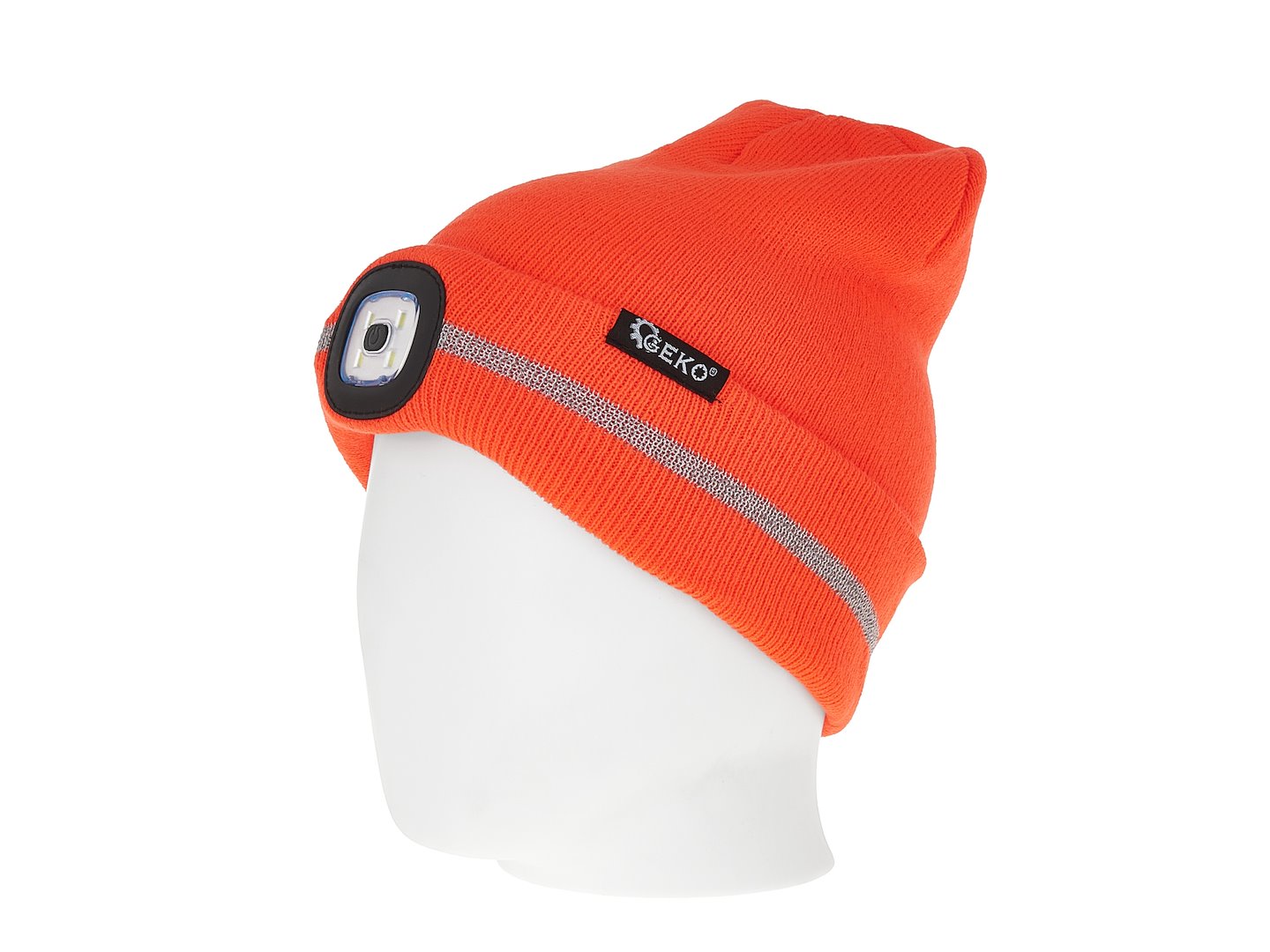 CACIULA DE IARNA CU LANTERNA FRONTALA LED REINCARCABILA SI BANDA REFLECTORIZANTA, PORTOCALIU