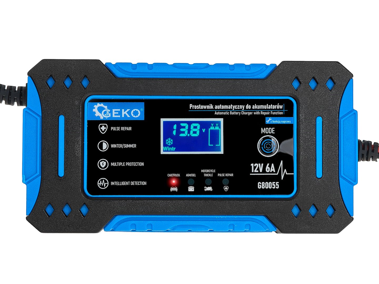 REDRESOR AUTO INTELIGENT MICROPROCESOR LCD 12V 6A PENTRU BATERII ACUMULATOR AUTO 2-150Ah - GEKO