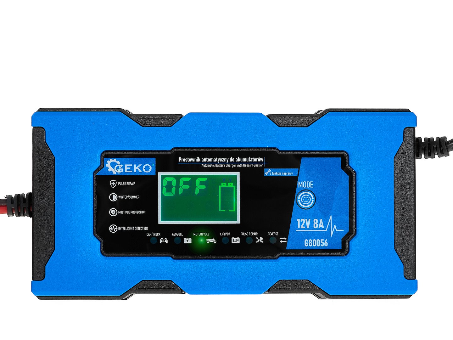 REDRESOR BATERIE AUTO MOTO CU AFISAJ DIGITAL LCD 12V 8A CU FUNCTIE DE REPARARE GEKO