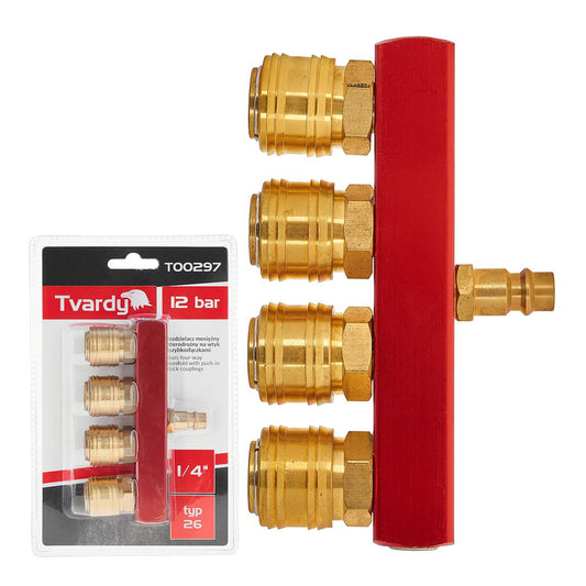 RAMIFICATOR, DISTRIBUITOR DE AER CU 4 IESIRI, CUPLE RAPIDE 1/4