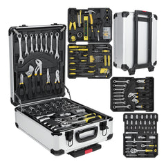 CUTIE VALIZA DIN ALUMINIU PE ROTI ECHIPATA CU SCULE 187 PIESE