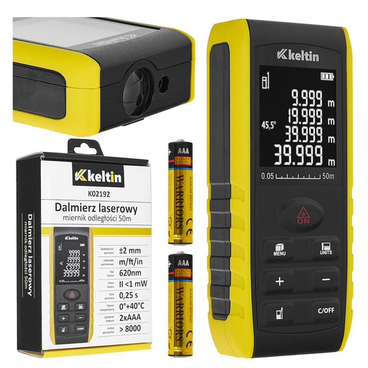 TELEMETRU CU LASER 2 IN 1, 50 DE METRI CU FUNCTIE DE MASURARE A UNGHIULUI KELTIN