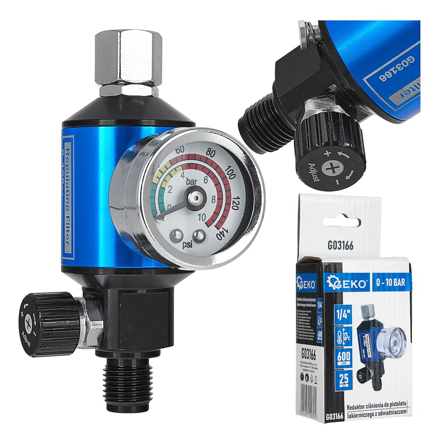 REGULATOR DE PRESIUNE PENTRU PISTOL DE VOPSIT CU DECANTOR 1/4