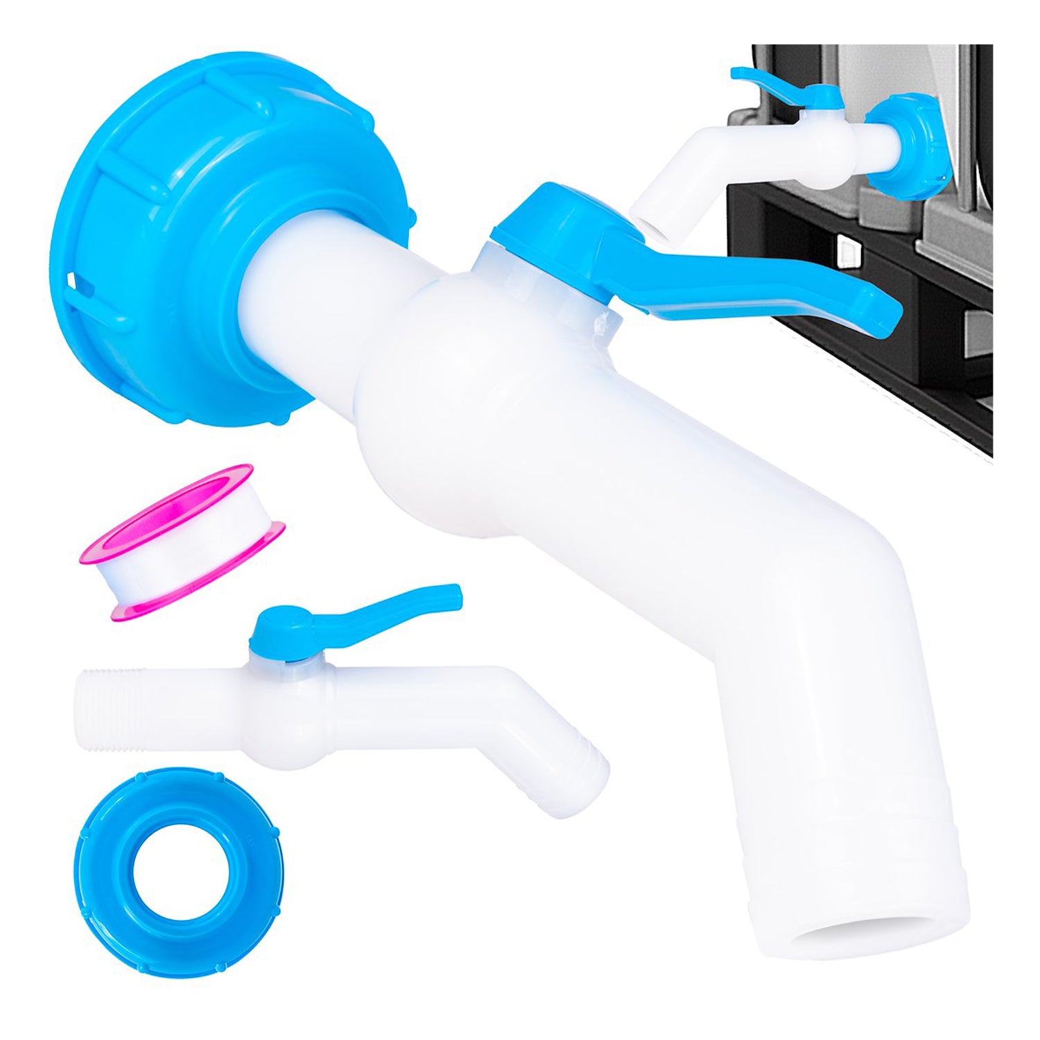 ROBINET CU FURTUN 32 MM LA 45° PENTRU REZERVOARE MAUSER